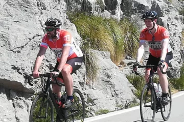Ben and Iain, enjoying the cycle, downhill anyway.